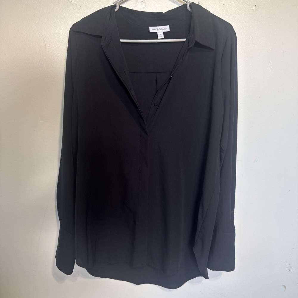Prologue Women's Black Button Up Blouse Size L